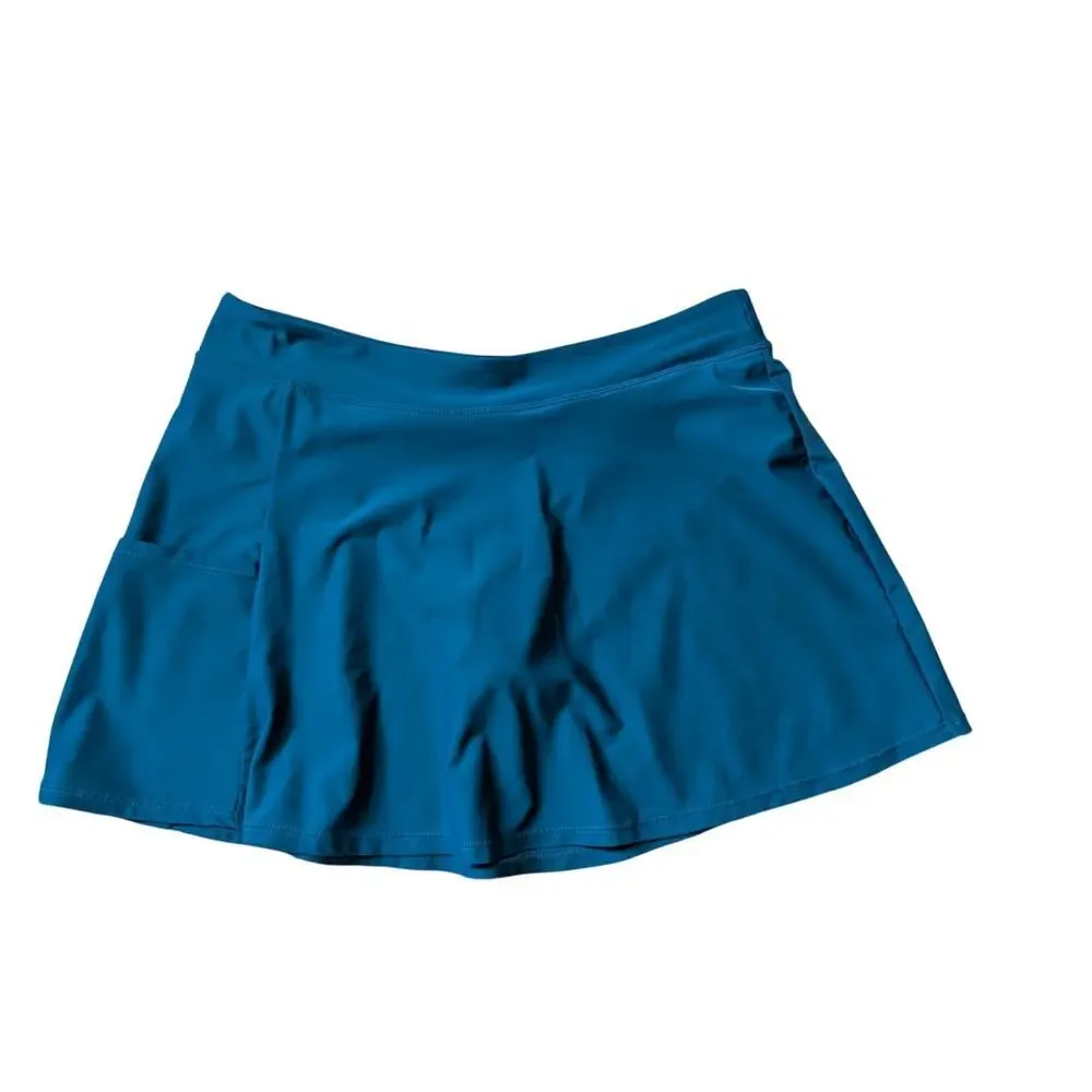 HILOR women's swim bikini bottoms/athletic workout skort, size 14, Teal